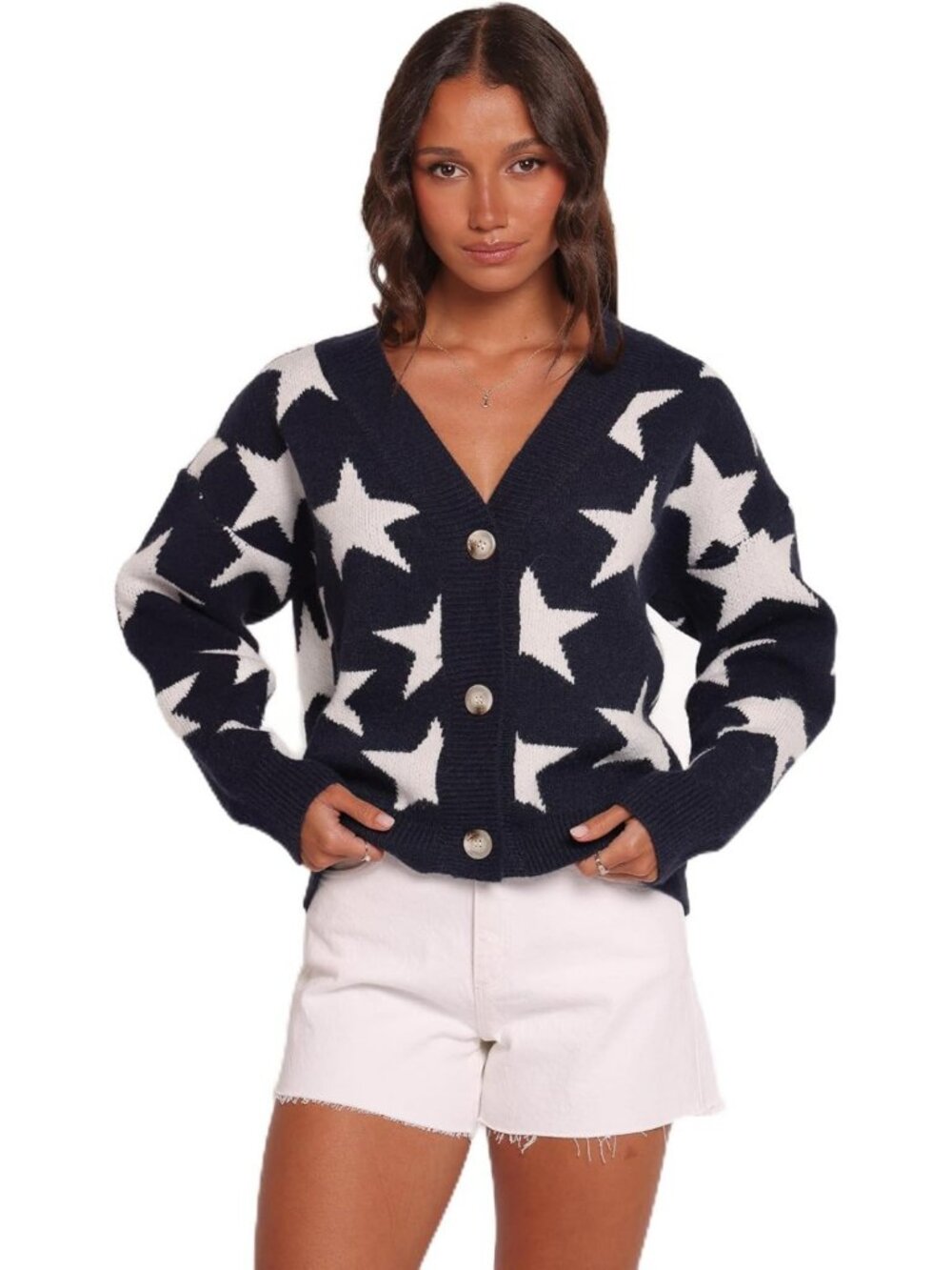 Chic Women's Sailor Star Knit Cardigan - Cozy Layering Piece for Fall/Winter